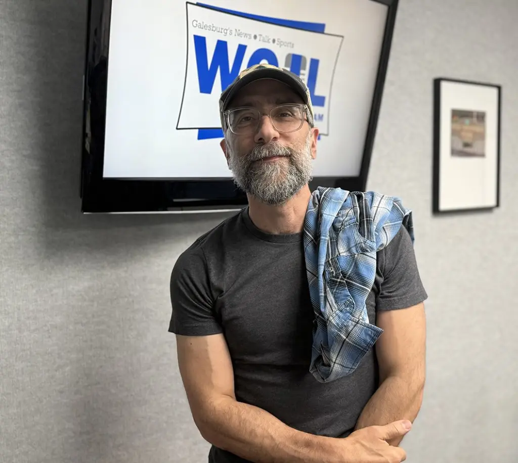 Knox College Director of Creative Writing Nicholas Regiacorte at WGIL studios, May 19, 2026
