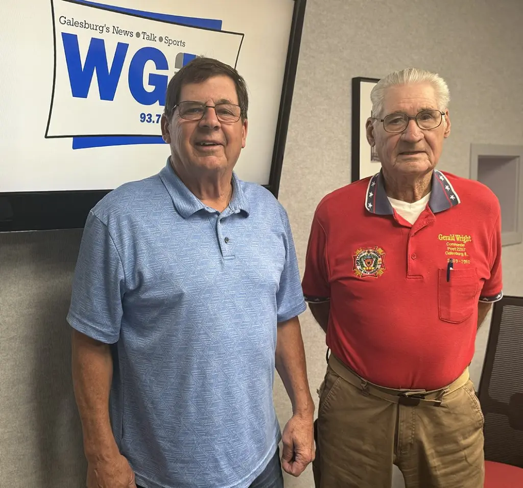 Gerald Wright and Dennis Clark at WGIL studios in Galesburg, Illinois, May 20, 2026