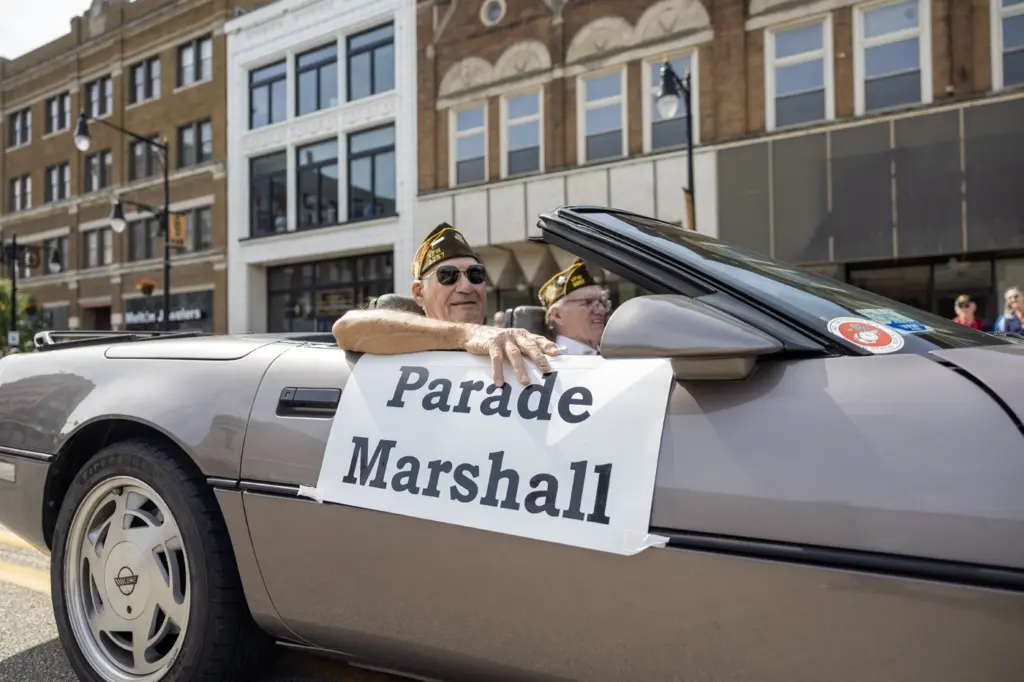 Gerald Wright as Parade Marshal during Galesburg's 2025 Memorial Day Parade on Main Street downtown Galesburg