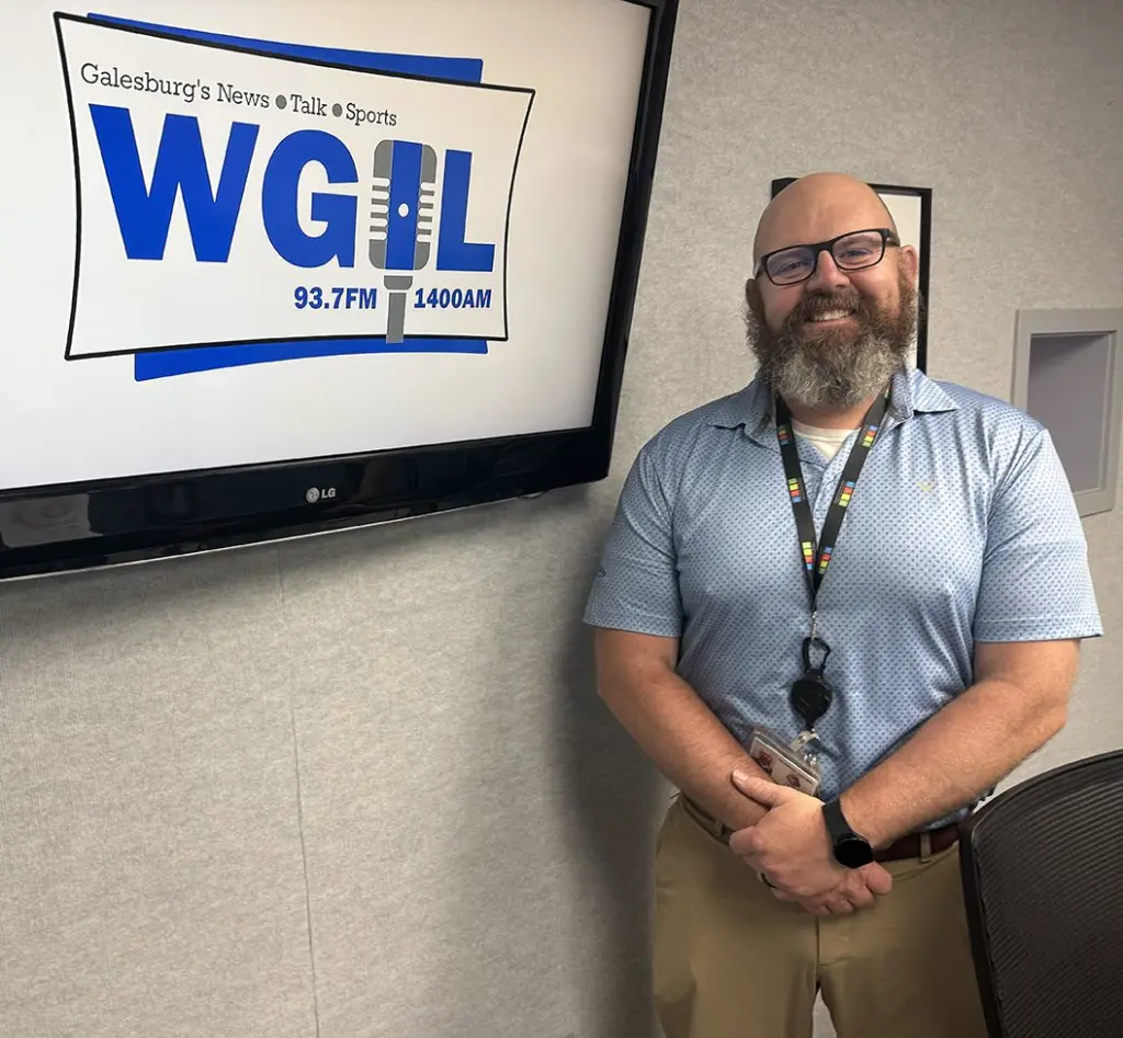 Adam Seaney, director of the Galesburg Area Vocational Center, at WGIL in Galesburg, Illinois