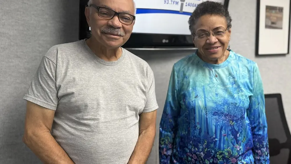 Wendel Hunigan and Semenya McCord at WGIL, June 2026, previewing the Allen Chapel Juneteenth Soul Food Celebration