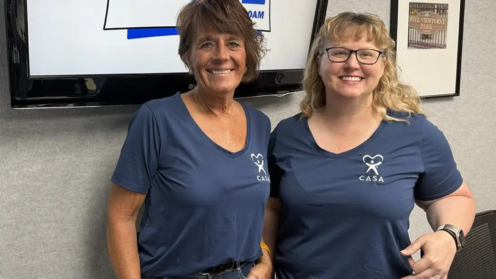 Pam Perkins and Kelly Price of CASA of West Central Illinois at WGIL, June 2026