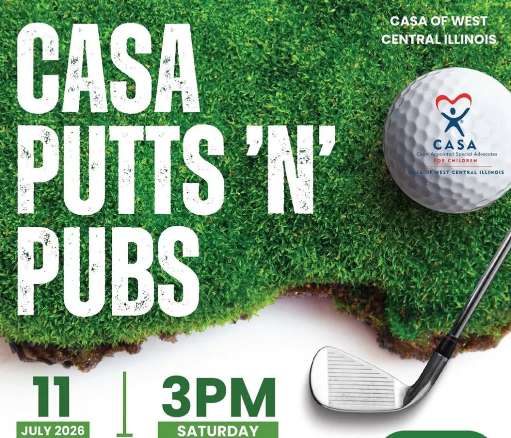 CASA of West Central Illinois Putts 'N' Pubs event poster, July 11, 2026, Galesburg