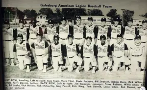 The 1971 Galesburg American Legion state championship baseball team poses for a group photo