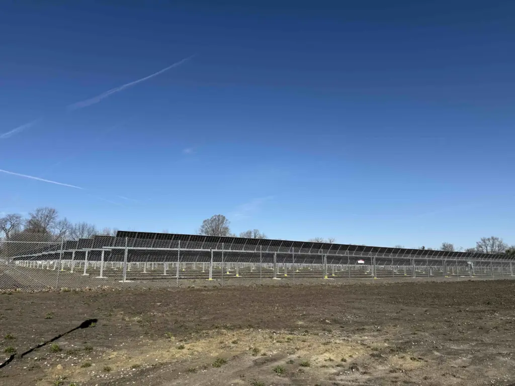 Rows of solar panels at the Southside Community Solar project in Galesburg