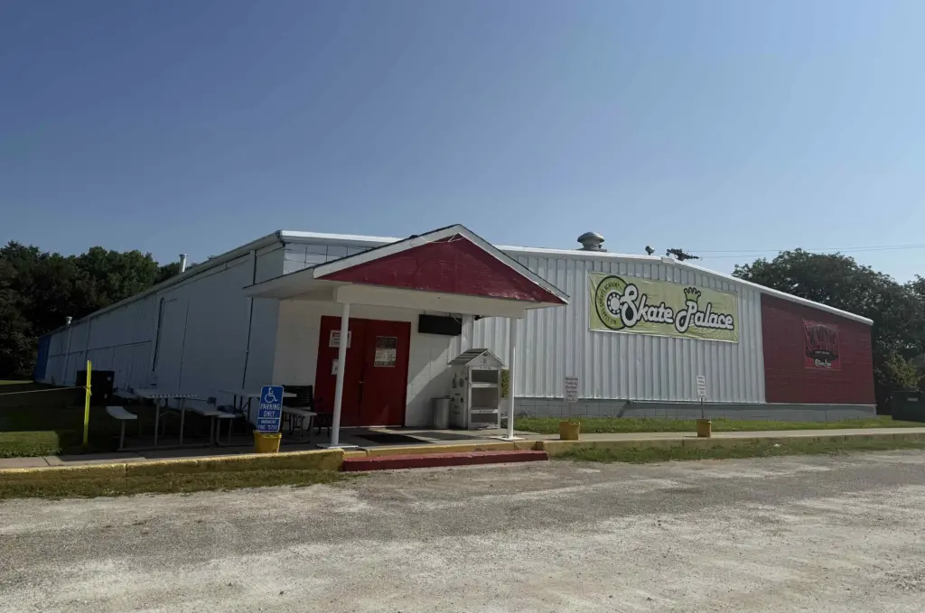 Exterior of the All Stars Sports Academy and former Skate Palace building at 1855 East Knox Street in Galesburg