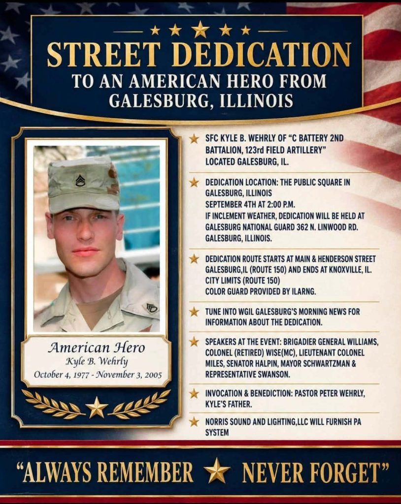 Kyle Wehrly dedication flyer