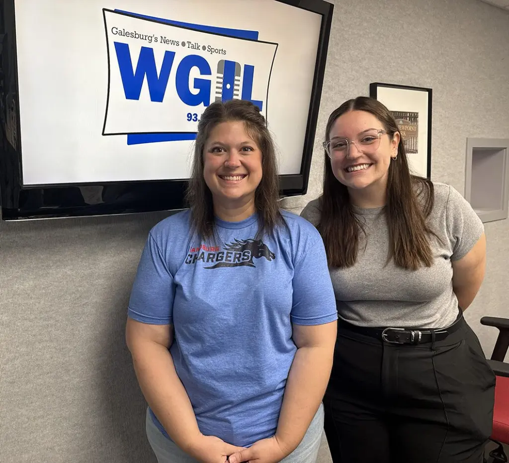 Emma Smith and Genny Stevens of Carl Sandburg College in the WGIL studio