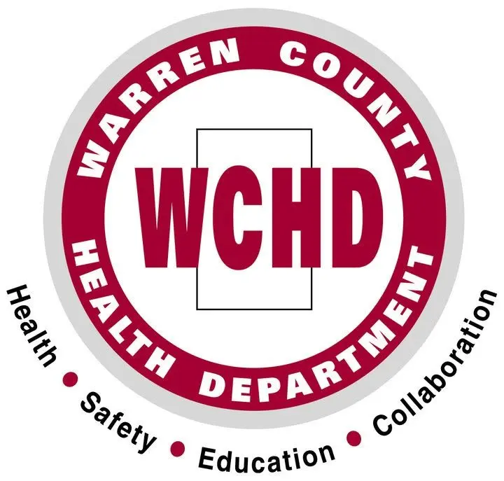 Warren County Health Department circular logo with "WCHD" in the center and the words Health, Safety, Education, and Collaboration around the bottom
