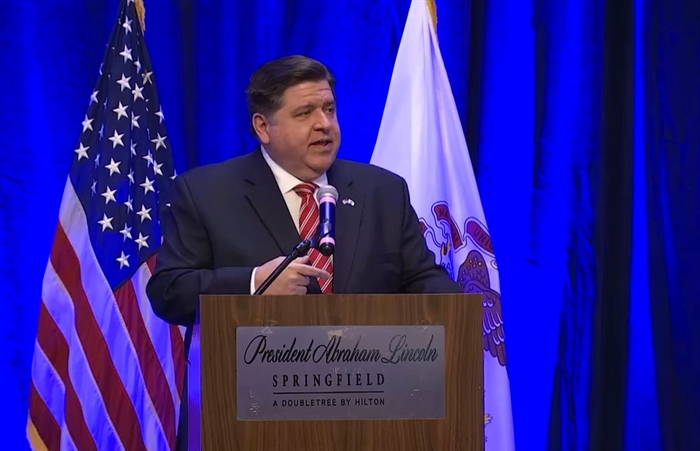 Gov. JB Pritzker speaks at a lobby day for the Illinois Manufacturers' Association and Illinois Retail Merchants Association Wednesday in Springfield. (Credit: Illinois.gov)