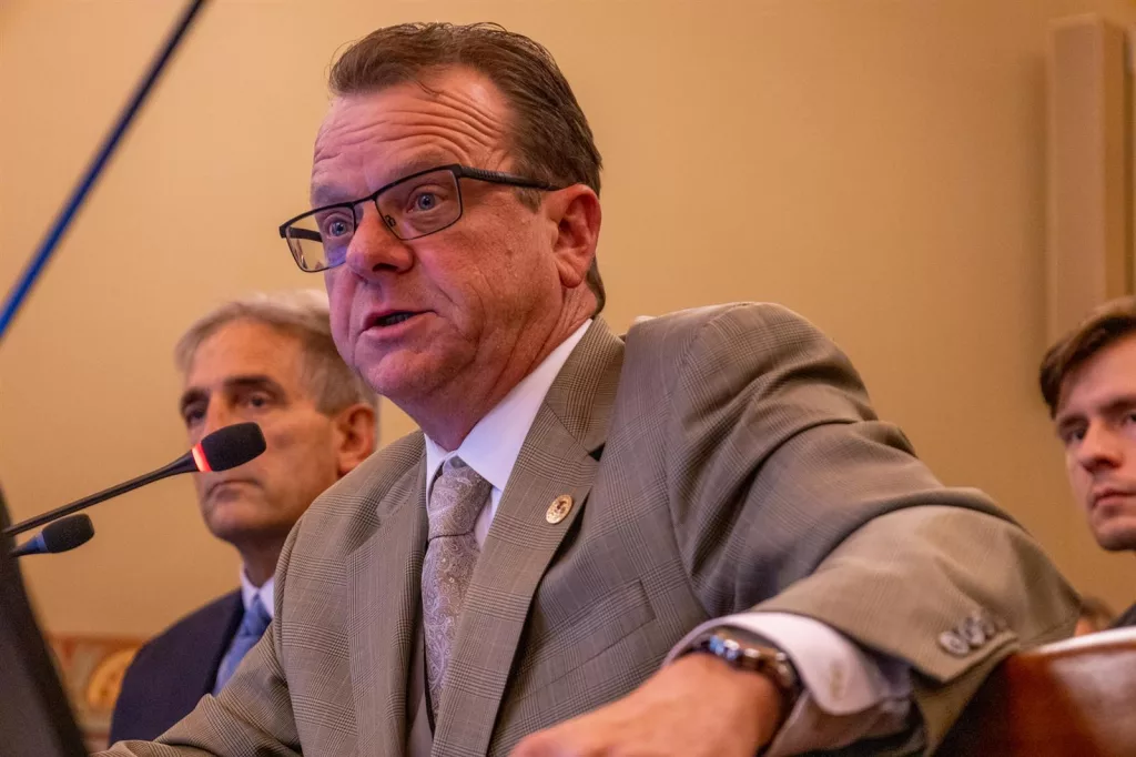 Rep. Larry Walsh, D-Elwood, speaks to the powerful House Executive Committee in support of House Bill 3445, a package of energy legislation. (Capitol News Illinois photo by Andrew Adams)