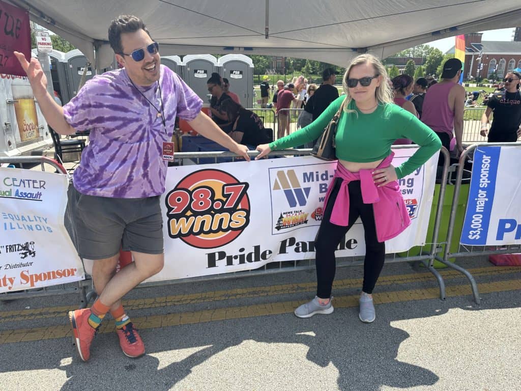 Rocki and Sarah of The Morning Routine on WNNS at Springfield Pridefest 2023 (Credit: Trent R Nelson)
