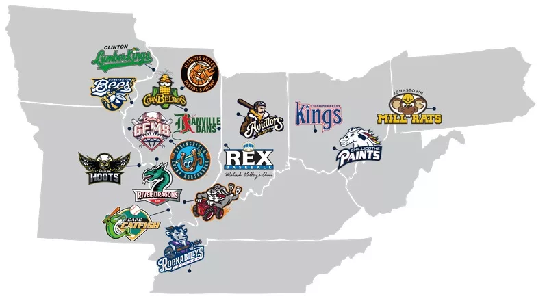 Prospect League baseball teams map (Credit: Prospect League website)