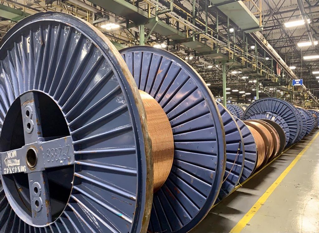The Prysmian Group plant in Du Quoin manufactures insulated power distribution cables that transmit energy underground and inside factories. (Capitol News Illinois photo by Molly Parker)