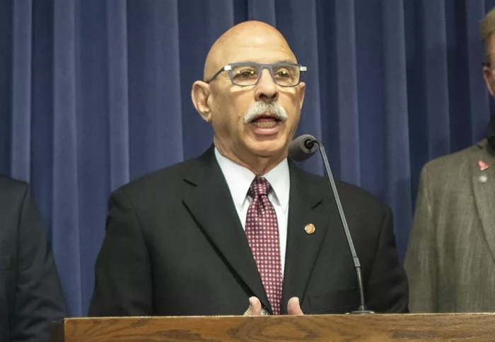 State Rep. Dan Caulkins is pictured at an Illinois State Capitol news conference last year. He was again rejected by the Illinois Supreme Court this week in a case against the state’s assault weapons ban. (Capitol News Illinois file photo)