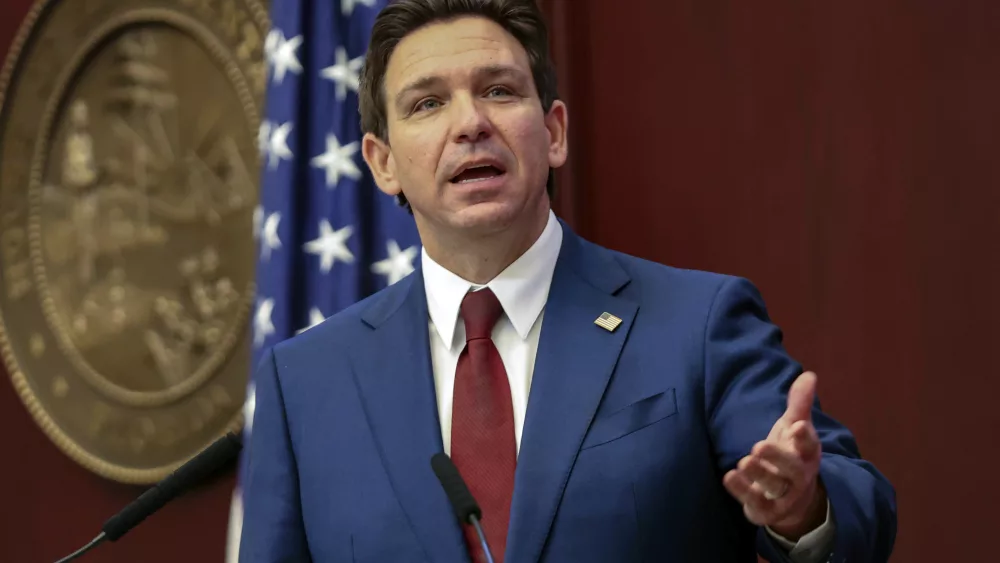 FILE - Florida Gov. Ron DeSantis gives his State of the State address during a joint session of the Senate and House of Representatives in Tallahassee, Fla., Jan. 9, 2024. A federal judge on Tuesday, June 11, 2024, struck down a 2023 Florida law that blocked gender-affirming care for transgender minors and severely restricted such treatment for adults. (AP Photo/Gary McCullough, File)