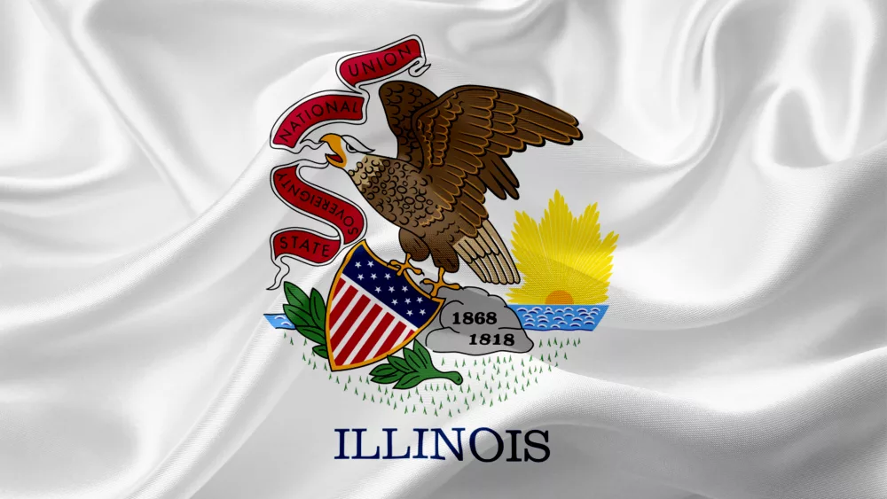 Flag of Illinois, USA with waving fabric texture