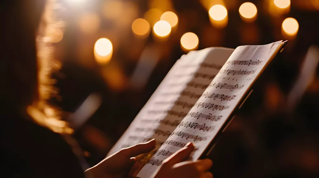 woman reading sheet music