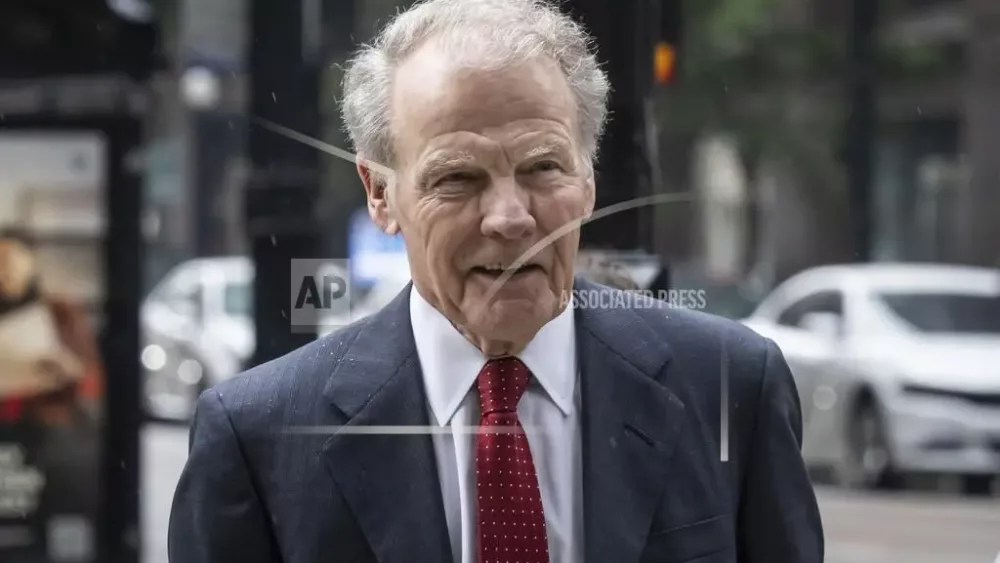 Illinois' former House Speaker Michael Madigan walks into the Dirksen Federal Courthouse for his sentencing hearing, Friday, June 13, 2025, in Chicago. (Ashlee Rezin/Chicago Sun-Times via AP)