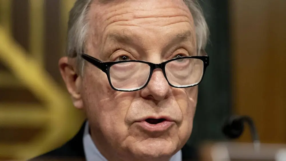 FILE - Chairman Sen. Dick Durbin, D-Ill., speaks during a Senate Judiciary Committee Hearing to examine a post-Roe America, focusing on the legal consequences of the Dobbs decision, on Capitol Hill in Washington, Tuesday, July 12, 2022. Durbin said he tested positive Thursday, July 28, for COVID-19 and was in quarantine with what he described as minor symptoms. The No. 2 Senate Democrat, who said in a statement he was vaccinated and had received two booster shots, planned to continue to work remotely.(AP Photo/Andrew Harnik, File
