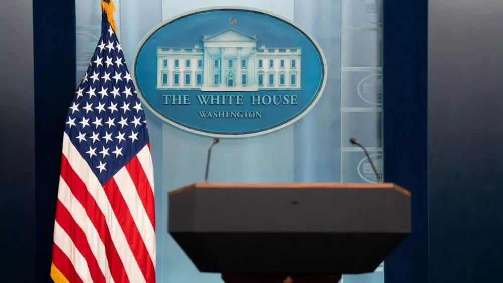 View of the WHITE HOUSE press room. United State of America^ Washington DC 7 May 2024.