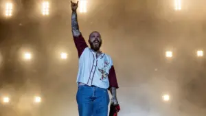 Post Malone at Rock in Rio at the Olympic Park. Rio de Janeiro^ Rio de Janeiro^ Brazil - September 3^ 2022. Singer Post Malone at Rock in Rio at the Olympic Park