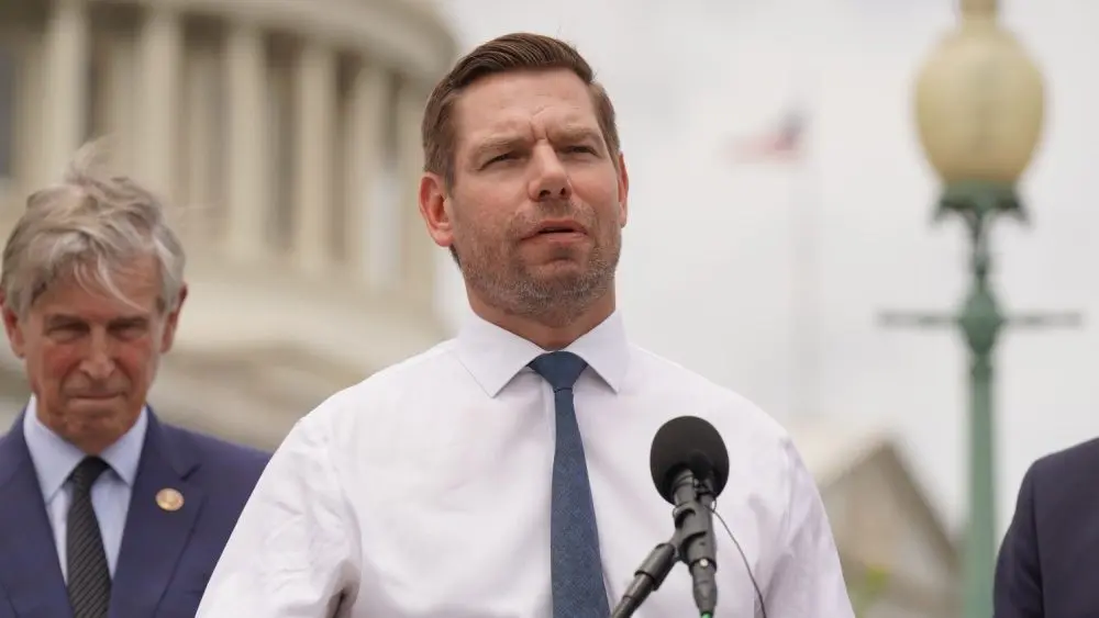 Rep. Eric Swalwell (D-CA) speaks at a news conference at the U.S Capital calling for the immediate release of Asim Khafoor who was arrested and jailed in the UAE. Washington^ DC – July 28^ 2022