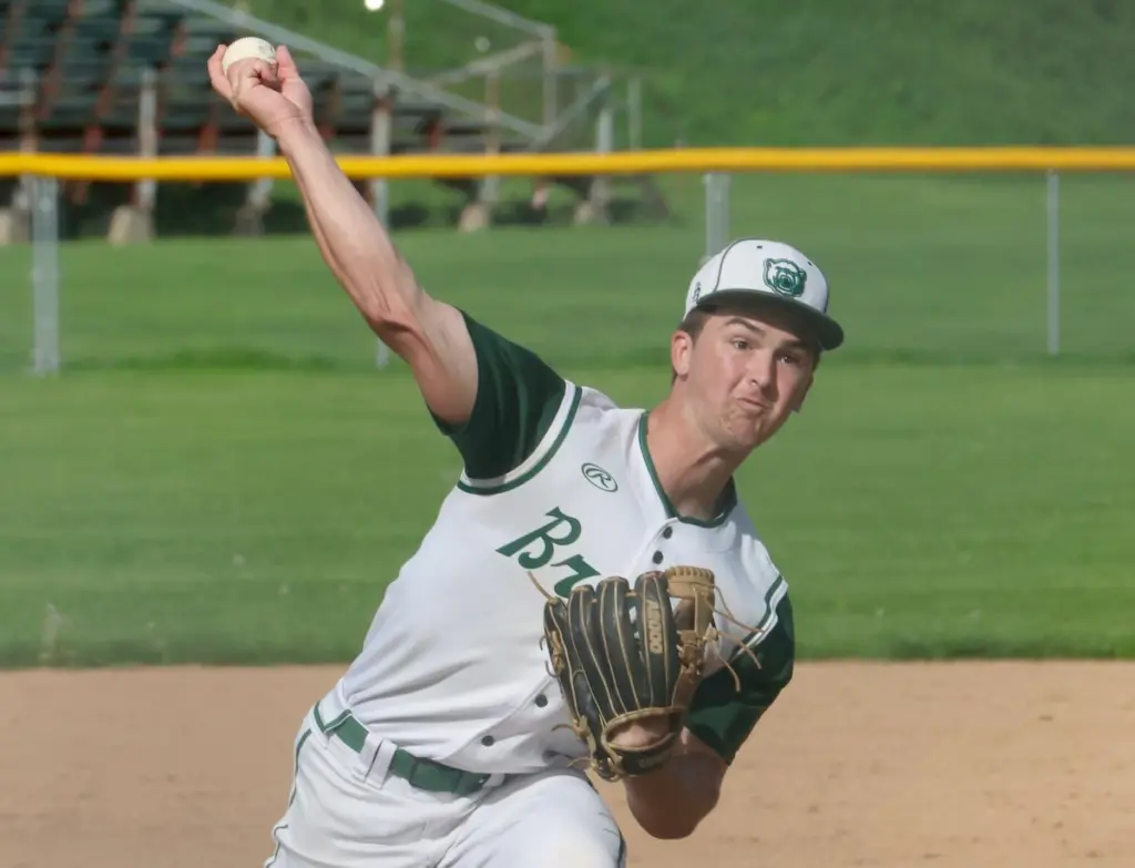 With four Tri-County Conference games scheduled next week, St. Bede baseball coach Bill Booker was looking for another arm to round out the Bruins’ rotation.He found one Friday.Senior AJ Hermes threw a two-hit shutout, striking out 10 batters and walking two to lead the Bruins to a 2-0 nonconference victory over Serena in Peru.“We really needed that outing from AJ, because we’ve got conference games stacked up the next couple weeks, and we’ve got to have one more guy,” Booker said. “Today he answered that question.“He found his curveball early. He was hitting spots. I was real proud of his effort today.”Hermes started strong as he struck out the side around a double in the first inning and struck out the side again in the second around a walk.After his second-inning walk, Hermes retired nine batters in a row before allowing his second and final hit of the game with one out in the fifth. He induced a popout and a flyout around a walk to get out of the fifth before setting down the final six batters, including a strikeout to end the game.“I just got ahead with first-pitch strikes,” Hermes said. “I made them put it in play with my defense behind me.“Early, my curveball was coming to me. That helped. I lost it a little later, and then it came back to me at the end. It felt good.”Hermes’ outing continued a string of recent strong performances on the mound for the Bruins, who have won their last eight games.St. Bede has recorded four shutouts during the streak and has held seven of the eight opponents to three runs or less with the exception of an 8-5 win over Roanoke-Benson/Lowpoint-Washburn on Thursday.“The key is throwing strikes and playing decent defense,” Booker said. “The other night against Roanoke-Benson we had one bad inning where we had a few walks, and they got a key hit to tie it. But other than that, Monday and Tuesday we didn’t walk a guy, and today we limited our walks. It’s a matter of not giving free passes and playing good defense behind you.“We’ve had really good pitching efforts all week long.”The Bruins didn’t have a ton of offense Friday with six hits but managed to push across a couple runs.Carson Riva doubled to center field with one out in the second and scored on an RBI double by Chase Riva. In the third, Geno Dinges doubled to left and later scored when Hermes reached on an error.“That’s going to happen,” Booker said about the slow night offensively. “Sometimes you hit them right at them. There were a couple baserunning things. One of them was on me. We can do a better job on the bases as well as not trying to pull everything. We’re going to try to go the other way with a few things, and that will help us.“We’ve been hitting the ball pretty well this week up until today and having good at-bats, so chalk this one up to just not squaring some things up.”Serena pitchers Ryne DeBernardi and Payton Twait had a strong day as well. DeBernardi was the losing pitcher, as he gave up two earned runs on four hits with one strikeout and no walks in two innings. Twait threw four scoreless innings, allowing two hits, striking out two and walking one.Nate Kelley hit a double to right field, and Cash Raikes singled to right for the Huskers’ only two hits.“That’s a quality team, and to hold them to two runs is a moral victory in our book,” Serena coach Jeremy Foreman said. “Our two pitchers were outstanding. They threw strikes, kept baserunners to a minimum and gave us a chance. We just couldn’t get the bats going, couldn’t string some hits together to put us on the board.“But overall I’m pleased with our effort today. I’m very encouraged going forward about how we did today.”St. Bede (13-6, 5-0 Tri-County) will have key conference games next week. The Bruins play at Roanoke-Benson/Lowpoint-Washburn (11-6, 4-4 TCC) on Monday, at Marquette (18-0, 8-0) on Tuesday, home against Marquette on Thursday and home against Dwight (4-6, 9-9) on Friday.“We’re excited,” Hermes said. “We just want to play good baseball and play as a team,” Hermes said. “(To be successful we need to be) just like we’ve been these last couple games, just get some quality pitching, play good defense and get some hits.”Serena (7-4) plays Saturday at home against Gardner-South Wilmington and starts a two-game Little Ten Conference series Monday at home against Somonauk.
