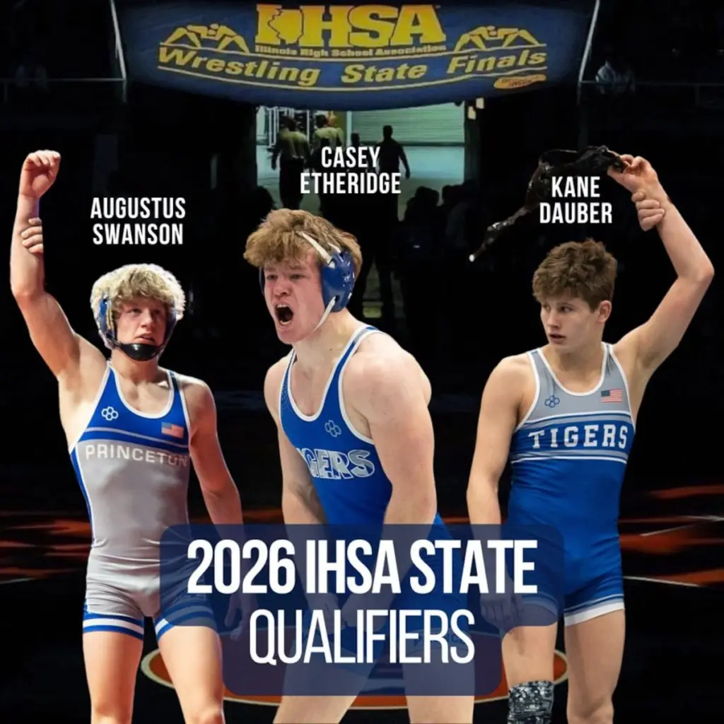 Princeton wrestlers Augustus Swanson, Kane Dauber and Casey Etheridge have made it back to the IHSA State Wrestling Tournament, each a runner-up at the Byon Sectional. Now they want to rise on the podium.