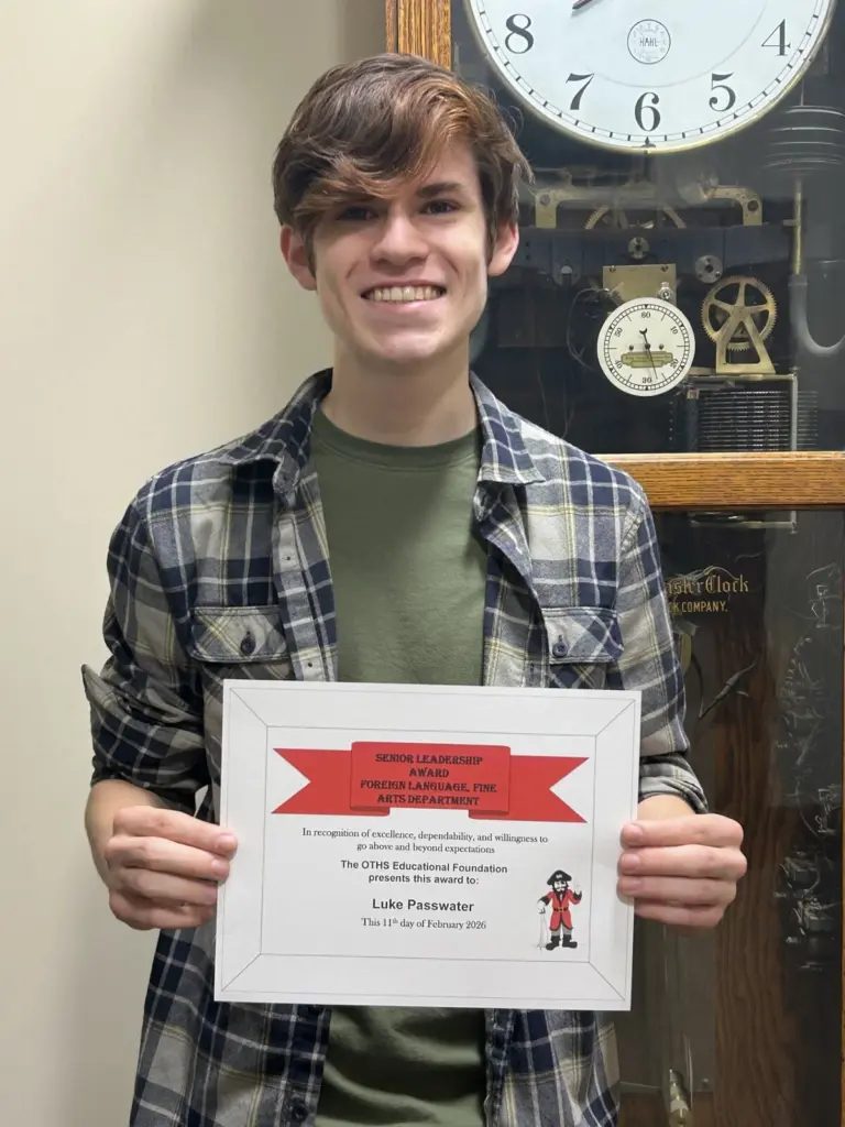 Ottawa Township High School senior Luke Passwater has been named the OTHS Educational Foundation Student of the Month Leadership Award recipient for February.