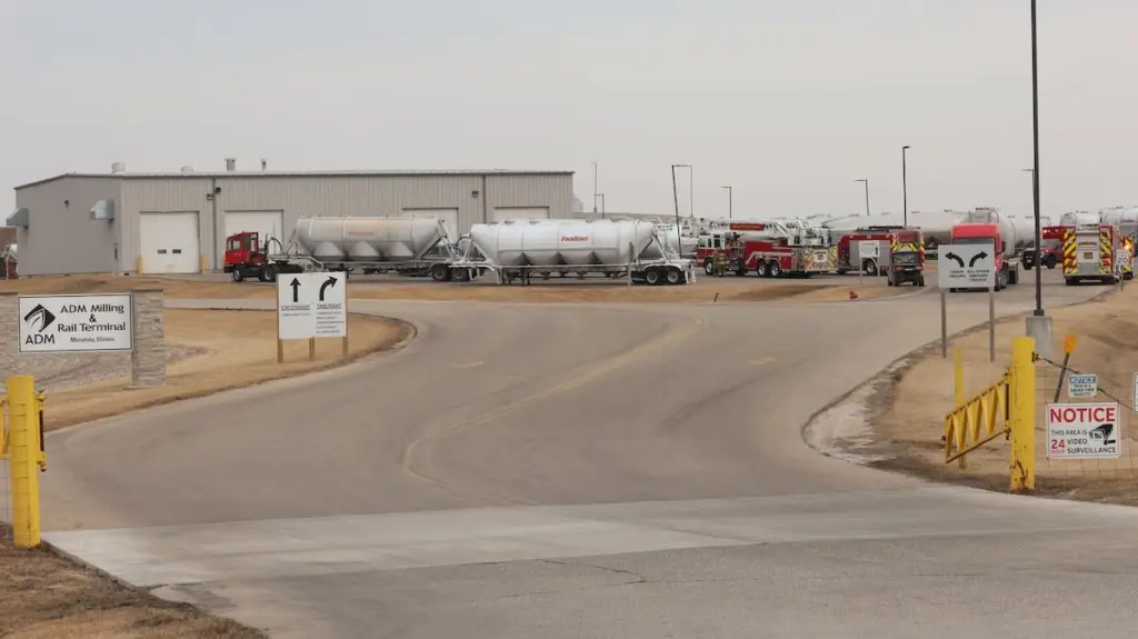 Mendota and Troy Grove fire departments responded to the mechanic building at ADM Milling and Rail Terminal on Tuesday, Feb. 24, 2026 in Mendota. Firefighters responded to a report of an explosion in the wash bay area. The incident happened shortly before 9:30a.m. No injuries were reported.