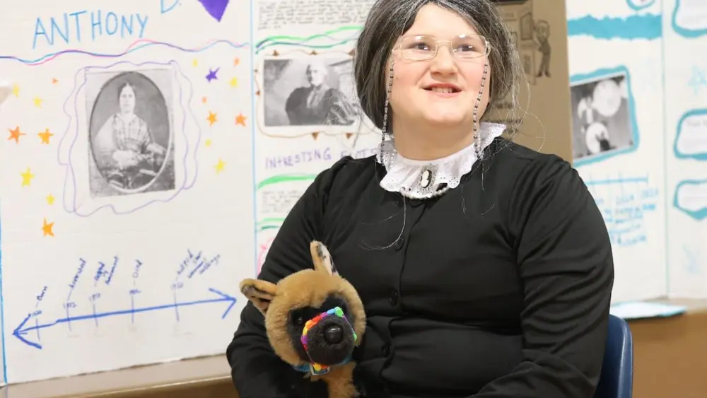 Logan Junior High sixth graders hosted a live wax museum on Thursday, Feb. 27, 2025, in Princeton. Students made poster boards while dressing up as their featured character at the event.