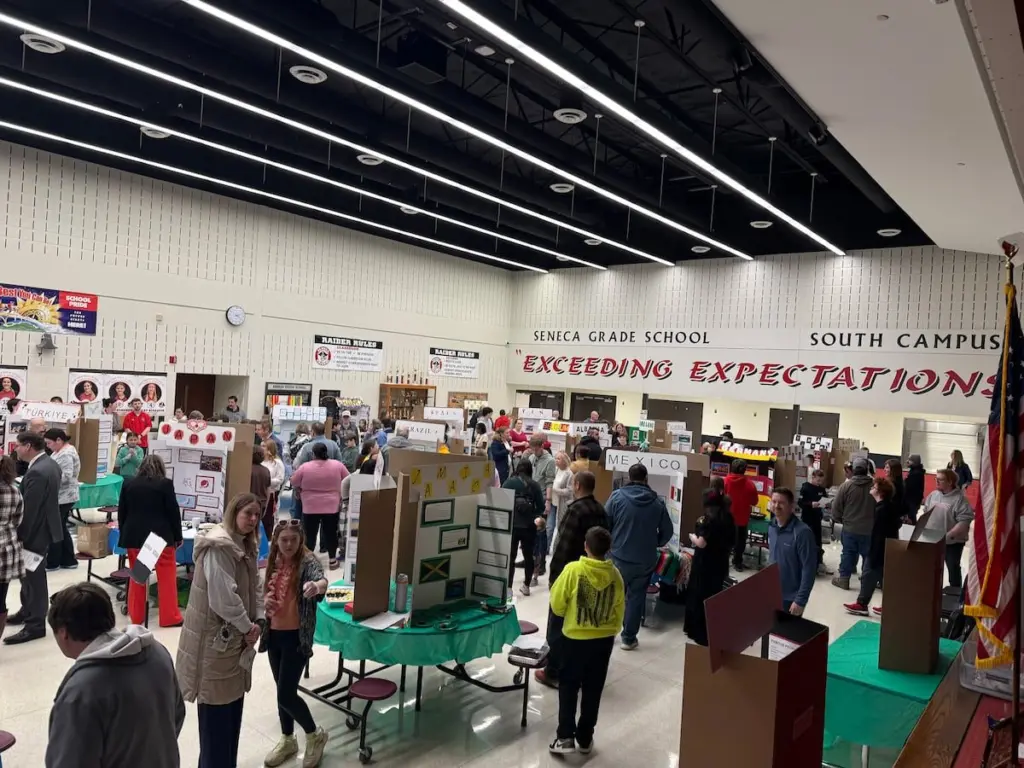 Seneca Grade School’s sixth-grade students showcased their hard work as part of the school’s annual geography fair, expanding their new knowledge of the world.