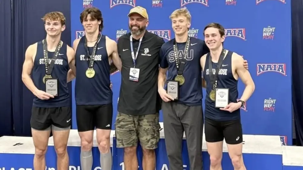 Elijah House ran on St. Ambrose University 4x800 relay to a fourth-place finish as NAIA All-Americans. Dubuque University Grady Thompson named NABC All-District 9 Second Team, Tony Tompkins of Johnson County Community College is the NACDA Athletic Director of the Year