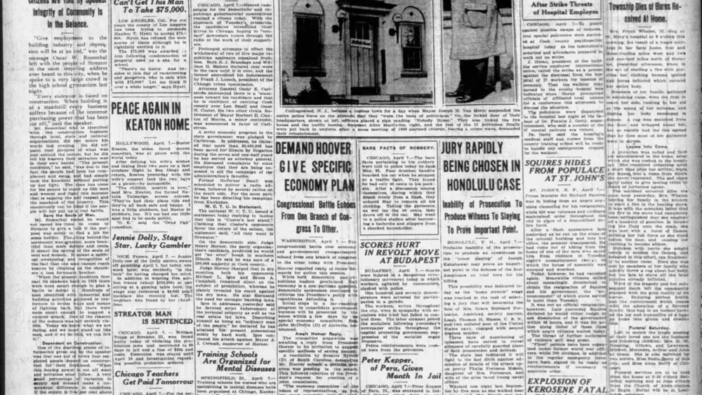 As Shaw Media celebrates its 175th anniversary, we looked back at four front pages from April 7, including this from Streator in 1932
