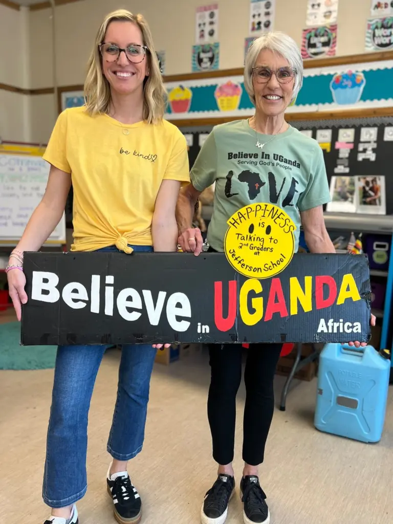 Jefferson Elementary School’s second-grade classes invited community member Debbie Damron to celebrate the International Day of Happiness on Friday, March 20.