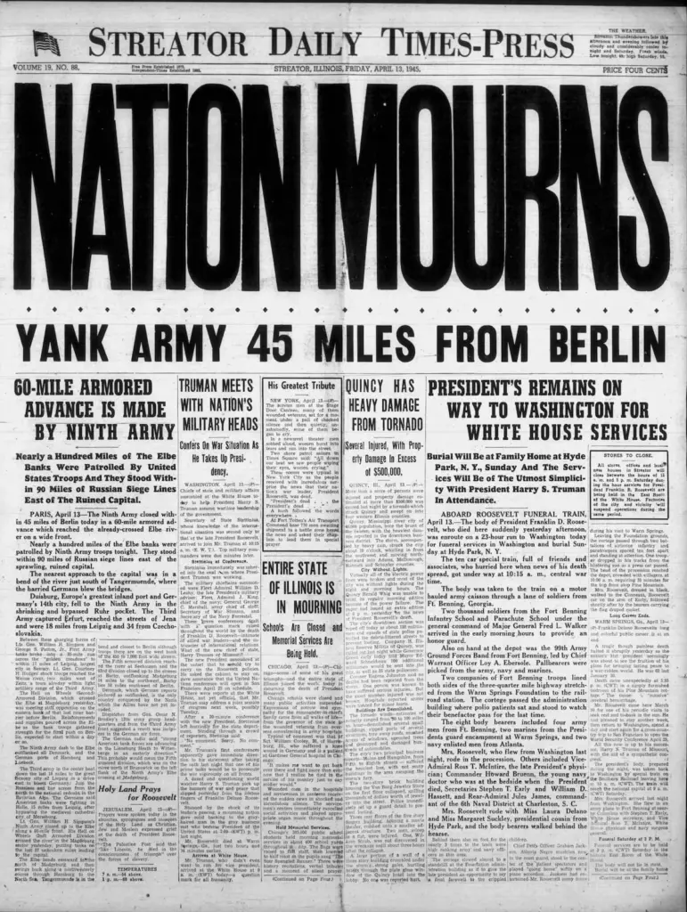 As Shaw Media celebrates its 175th anniversary we looked back at four front pages from April 13. These archives serve as a time capsule, capturing everything from the polio vaccine’s arrival to the local and national mourning following the death of President Franklin D. Roosevelt