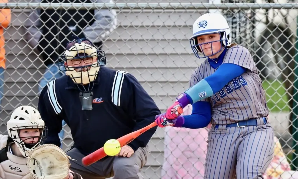 Princeton softball players Makayla Hecht and Ava Oertel are taking aim on some school records. St. Bede's Lily Bosnich has a day with three home runs against Sterling.