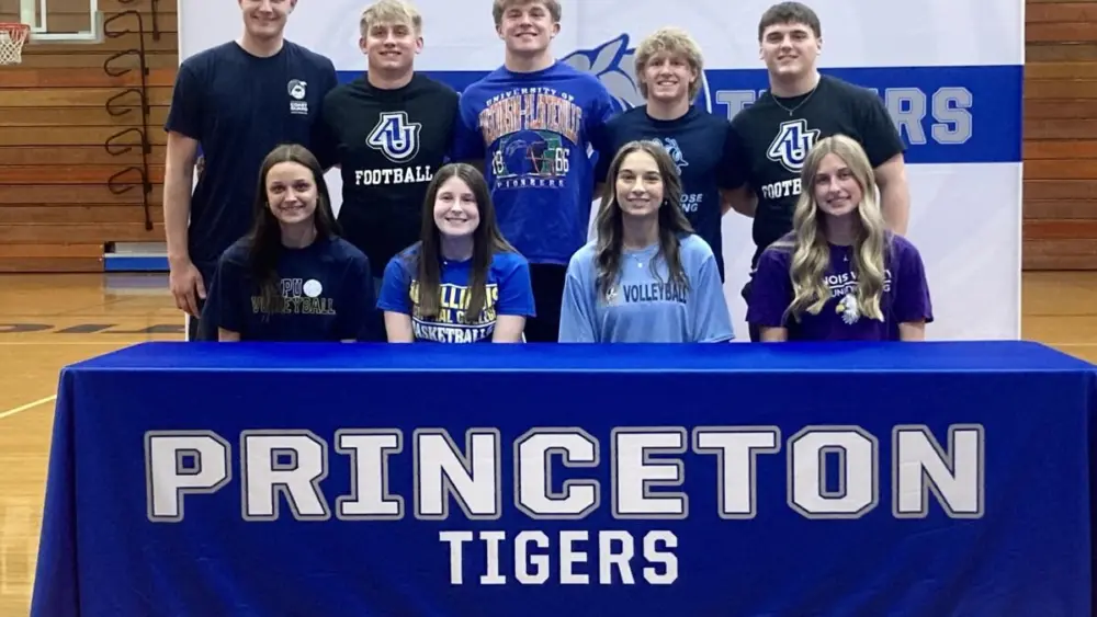 Nine Princeton High School seniors put the finishing touches on their future plans at the Tigers’ 2nd Annual College Signing Day at Prouty Gym on Tuesday.