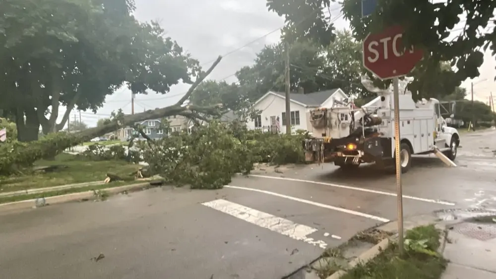 Fierce storms pounded the Illinois Valley area Tuesday morning, causing blackouts and littering the area with fallen tree limbs.