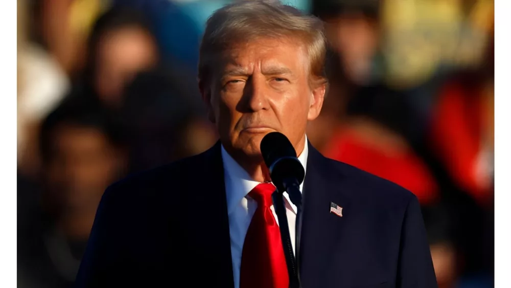 Donald Trump speaks at an event. NATIONAL HARBOR^ MD^ USA- February 24^ 2024 picture on white background or screen^