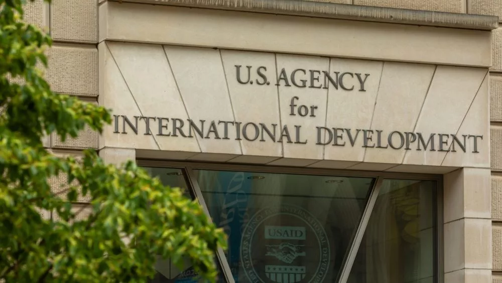 Lettering at the Main Entrance of the U.S. Agency for International Development Washington^ DC^ USA - 12 June 2021