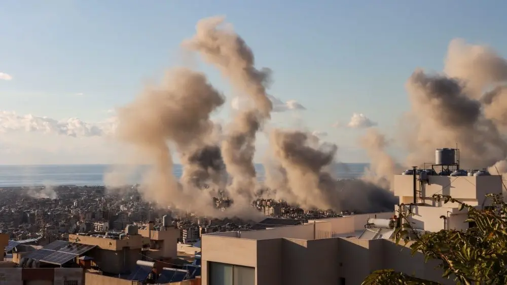Smoke from multiple Israeli airstrikes on Beirut Southern Suburbs^ Lebanon amid Hezbollah-Israel conflict Beirut^ Lebanon 11 26 2024