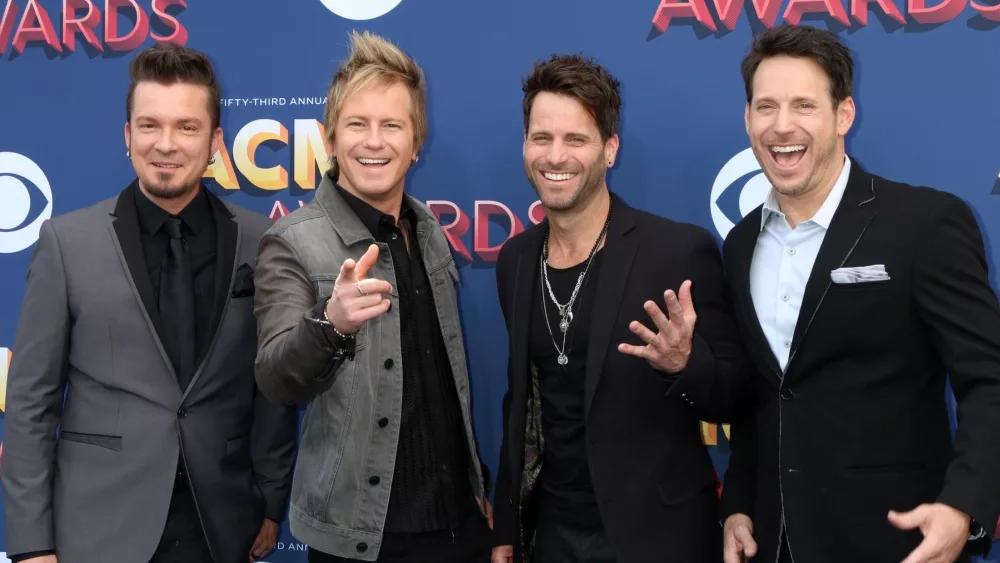 Barry Knox^ Josh McSwain^ Matt Thomas^ Scott Thomas^ Parmalee at the Academy of Country Music Awards 2018 at MGM Grand Garden Arena on April 15^ 2018 in Las Vegas^ NV