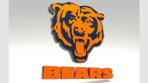 Emblem of the Chicago Bears^ professional American football team. Template for presentation or infographics. 3D render. 3D Illustration