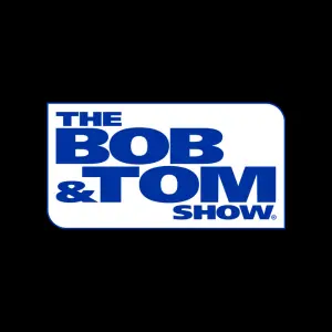 The Bob & Tom Show plain text white background blue font