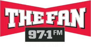 97.1 The Fan Main logo with white text