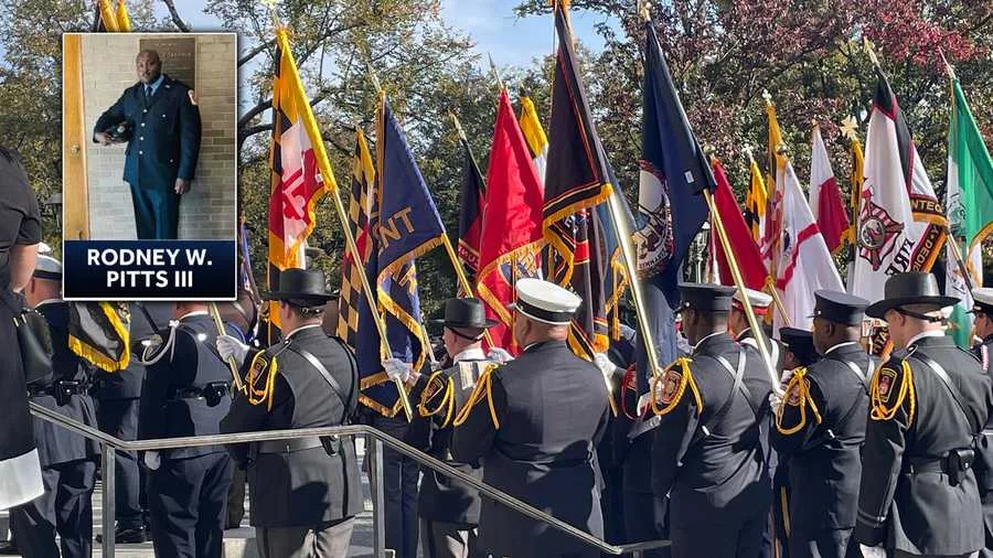 Firefighter Rodney W. Pitts III Funeral. Image Credit: WBAL-TV\David Collins