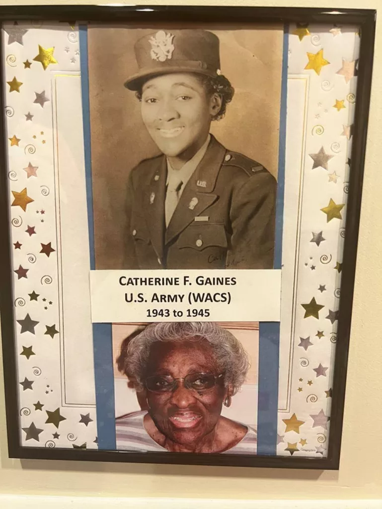 Images recognizing Catherine Gaines during her time in the Women’s Army Corps during World War II.