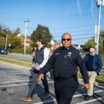 Commissioner Richard Worley and Baltimore Police Department at at the Alameda Shopping Center.